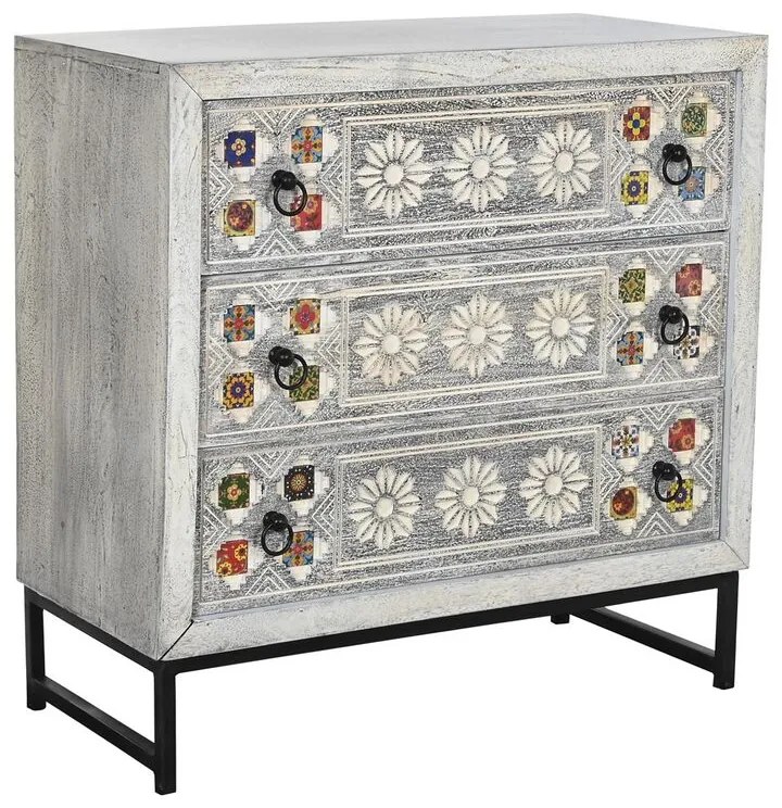 Συρταριέρα DKD Home Decor Κεραμικά Γκρι Λευκό Ξύλο από Μάνγκο (80 x 38 x 80 cm)