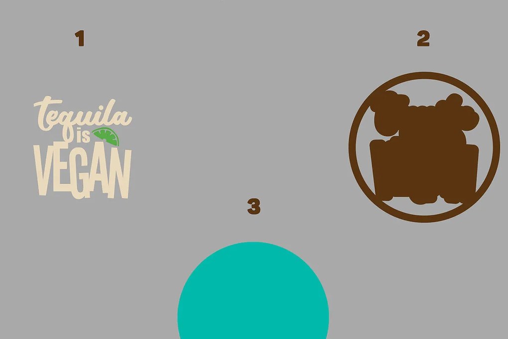 Σετ των 2 Intra απο ξύλο plywood 3mm-4mm πάχος – Η τεκίλα είναι Vegan, Funny Quote Δίασταση 20x20 cm INTRAFABR-13061852