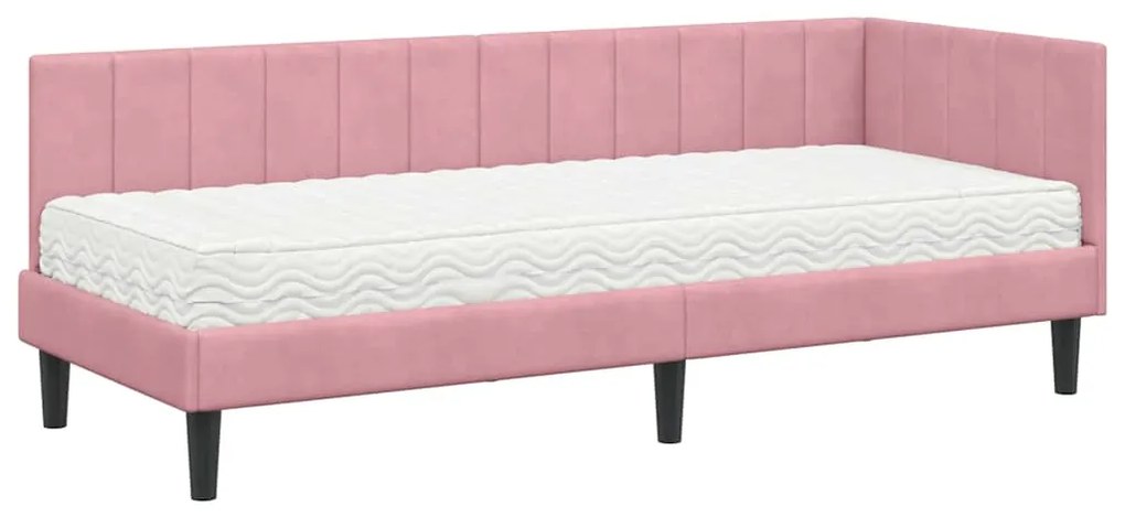 vidaXL Κρεβάτι γωνίας με στρώμα με στρώμα 2 pcs Γκρι Βελούδο