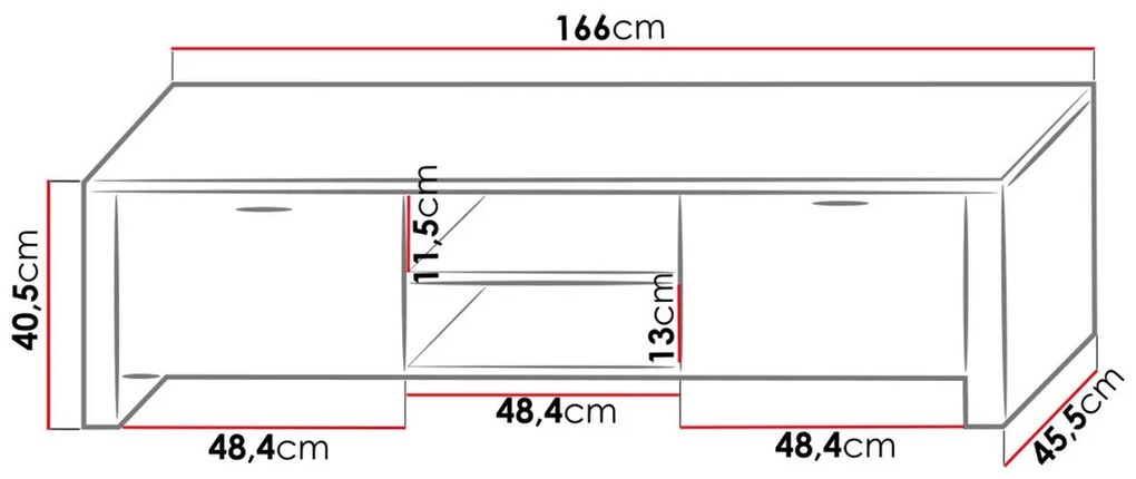 Τραπέζι Tv Nashville 104, Ο αριθμός των θυρών: 2, 166x41x46cm, 41 kg | Epipla1.gr