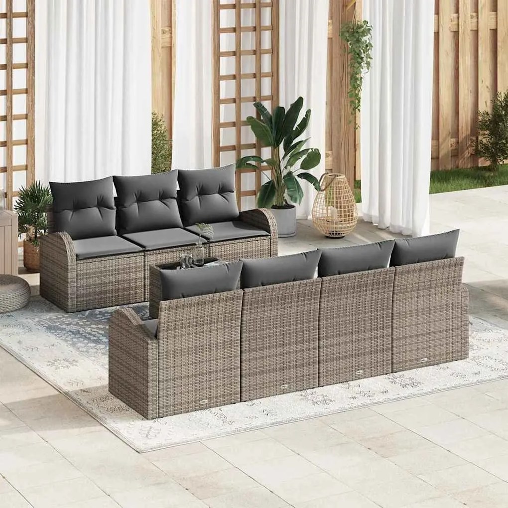 vidaXL Σετ Καναπέ Κήπου 8 pcs Γκρι 55 x 55 x 37 εκ συνθετικό ρατάν