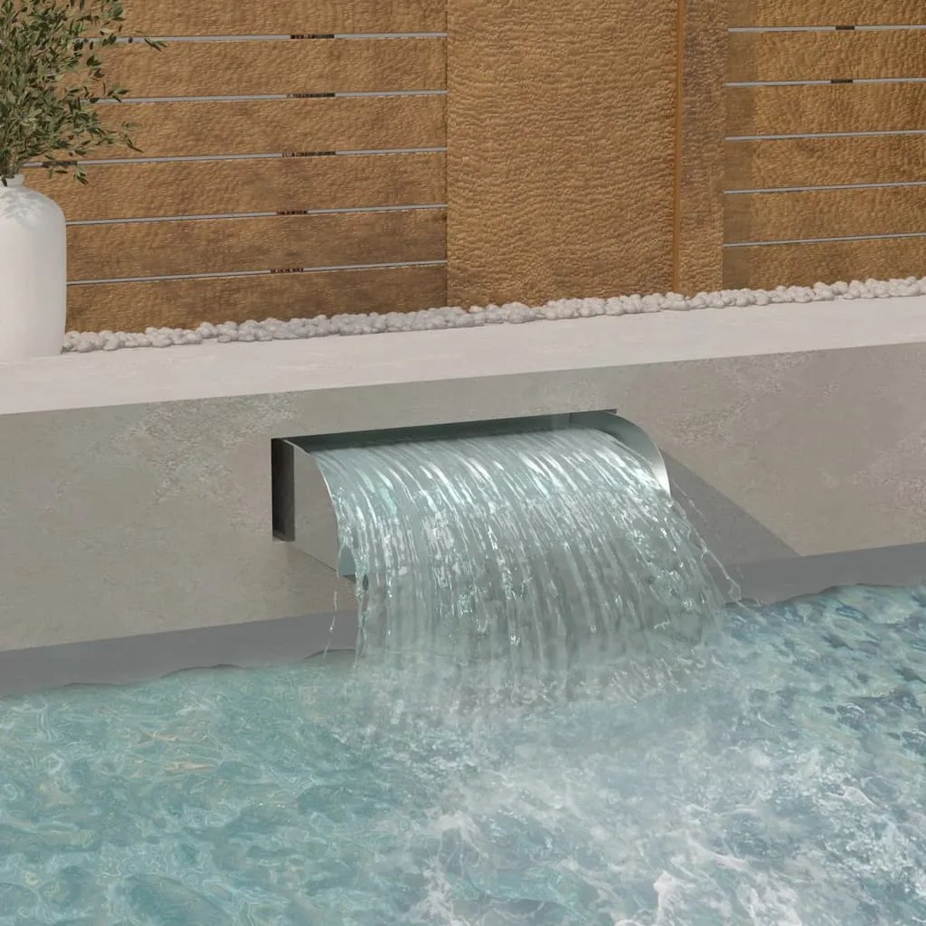 vidaXL Καταρράκτης 60 x 34 x 14 εκ. από Ανοξείδωτο Ατσάλι 304 με LED