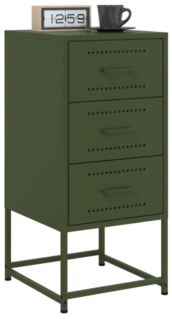 vidaXL Κομοδίνο Πράσινο Λαδί 36x39x78 εκ. από Χάλυβα