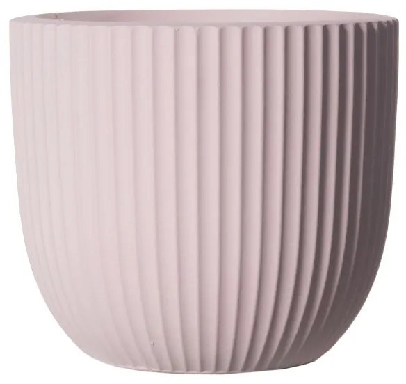 Supergreens Γλάστρα Πήλινη Στρογγυλή "Stripe" Ροζ L 41x41x37 εκ.