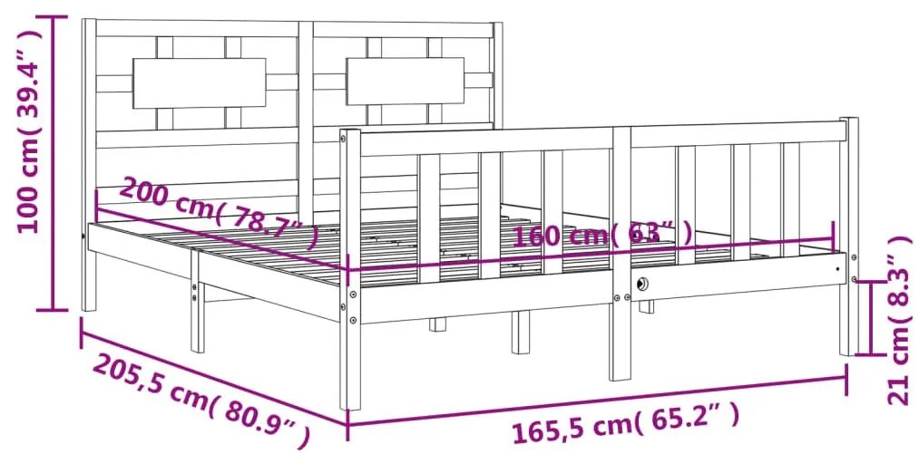 Σκελετός Κρεβ. Χωρίς Στρώμα Λευκό 160x200 εκ Μασίφ Πεύκο - Λευκό