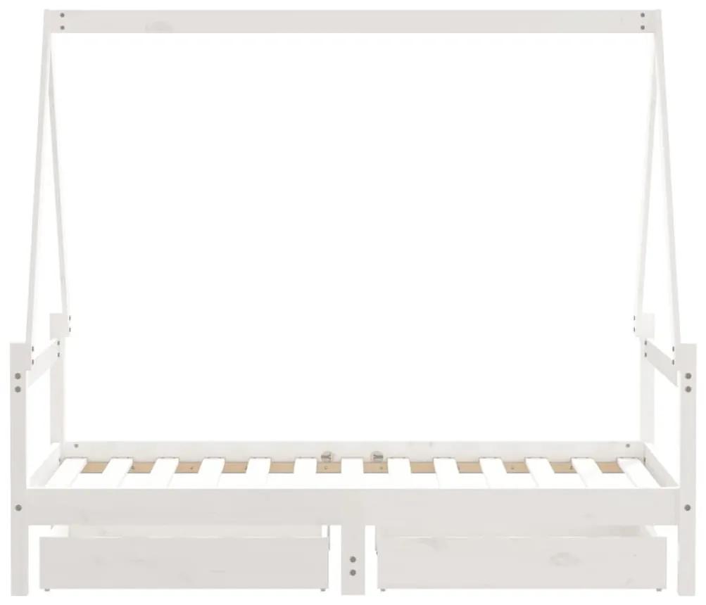 Πλαίσιο Παιδικού Κρεβατιού Συρτάρια Λευκό Τύπου Montessori 80x160εκ. Ξύλο Πεύκου - Λευκό
