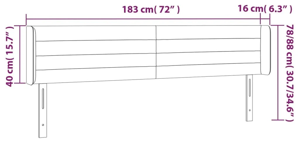 Κεφαλάρι με Πτερύγια Ανοιχτό Γκρι 183x16x78/88 εκ. Βελούδινο 3118968