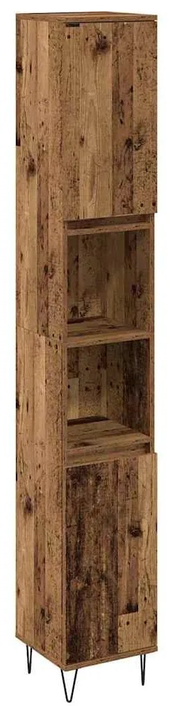 vidaXL Σετ Επίπλων Μπάνιου με πόρτα 3 pcs Παλιό Ξύλο 30 x 30 x 180 cm