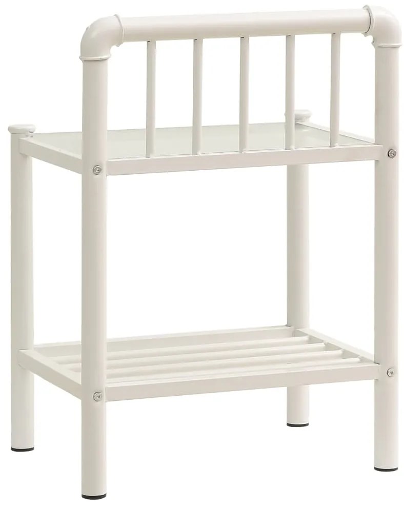 vidaXL Κομοδίνα 2 τεμ. Λευκά και Διαφανή από Μέταλλο και Γυαλί