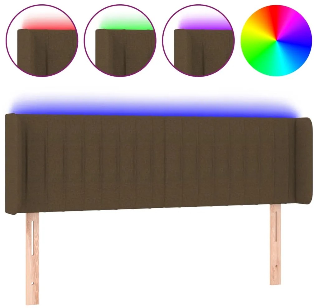 vidaXL Κεφαλάρι Κρεβατιού LED Σκούρο Καφέ 147x16x78/88 εκ. Υφασμάτινο