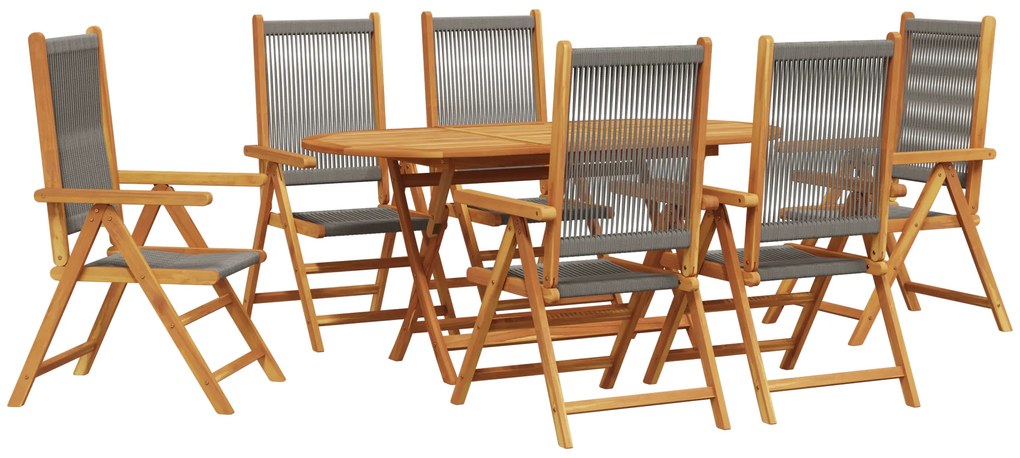 vidaXL Πτυσσόμενο Τραπέζι Κήπου 7 pcs Γκρι