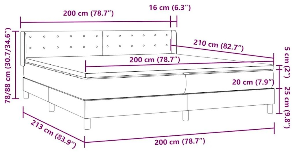 Κρεβάτι Boxspring με Στρώμα Ροζ 200x210 εκ. Βελούδινο - Ροζ