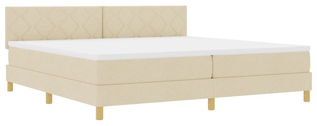 vidaXL Κρεβάτι με ελατήρια με στρώμα Κρεμ 200 x 200 cm ύφασμα