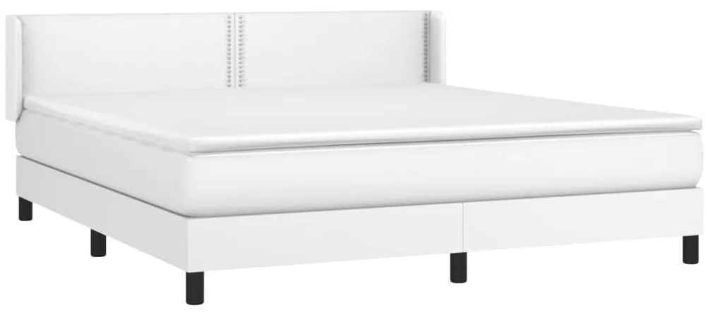 vidaXL Κρεβάτι Boxspring με Στρώμα Λευκό 180x200 εκ. Συνθετικό Δέρμα