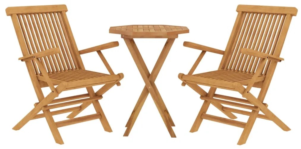 vidaXL Σετ Τραπεζαρίας Κήπου 3 Τεμαχίων από Μασίφ Ξύλο Teak