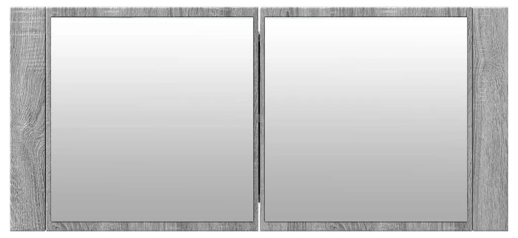 Ντουλάπι Μπάνιου με Καθρέφτη / LED Γκρι Sonoma 100x12x45 εκ. - Γκρι