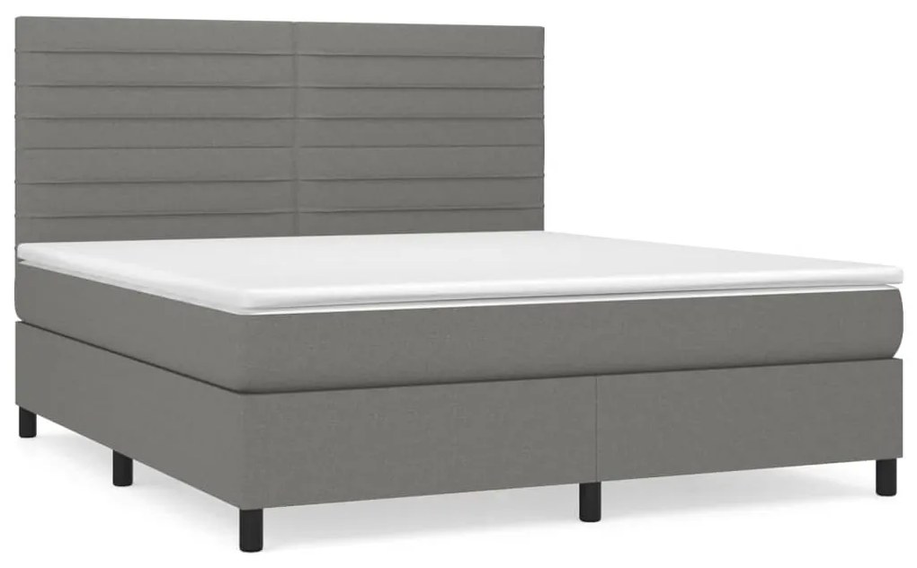 vidaXL Κρεβάτι Boxspring με Στρώμα Σκούρο Γκρι 180x200 εκ Υφασμάτιν