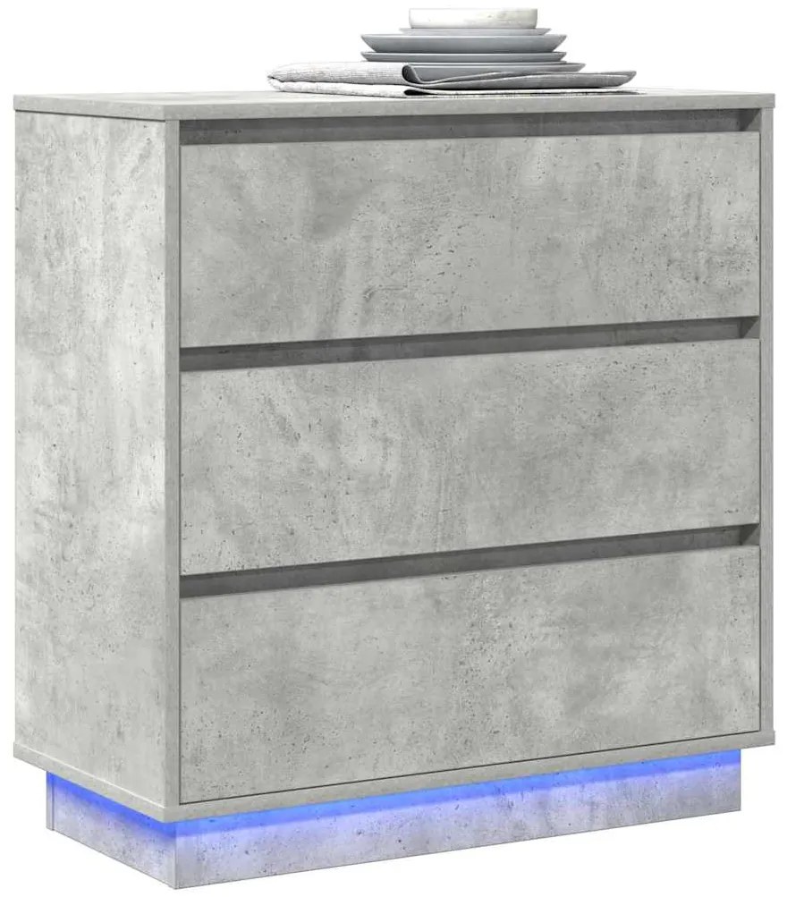 vidaXL Κομοδίνο Σκυρόδεμα Γκρι 71 x 34,5 x 75 εκ. Επεξεργασμένο ξύλο