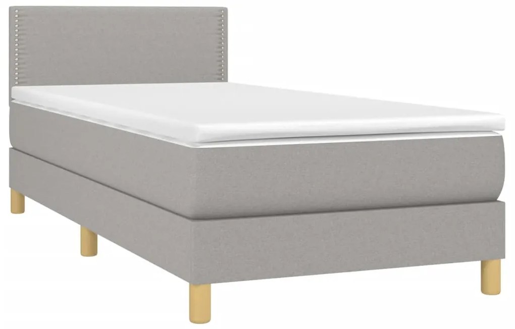 vidaXL Κρεβάτι Boxspring με Στρώμα & LED Αν.Γκρι 100x200 εκ Υφασμάτινο