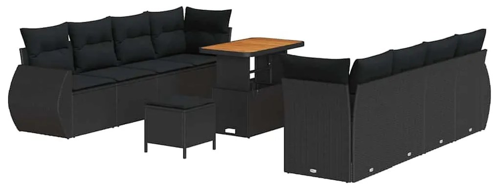 vidaXL Σετ Καναπέ Κήπου με αποθήκευση 11 pcs Μαύρο Πολυ ράταν