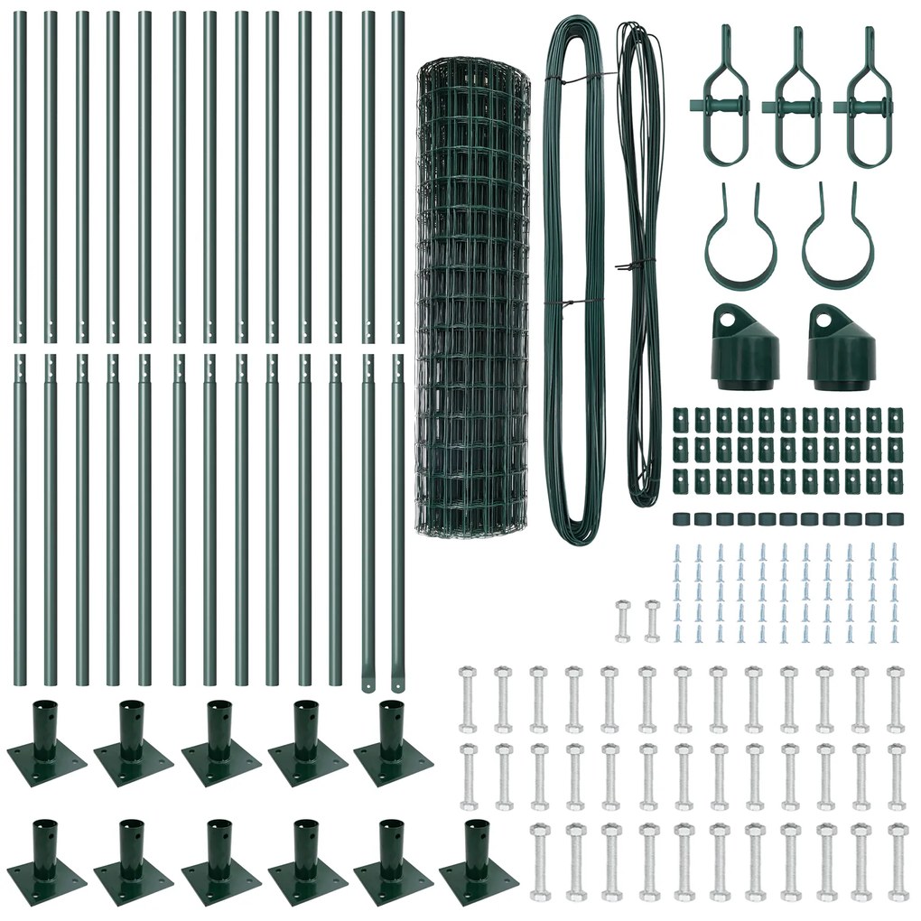 vidaXL Euro Fence με 13 Φλαγγμένα Posts 1x25 μ Γαλβανισμένος Χάλυβας