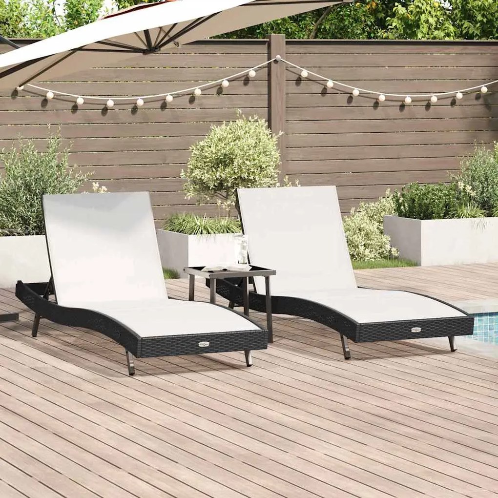 vidaXL Ήλιος Λάουτζερ 3 pcs Μαύρο και Λευκό 40 x 40 x 40.5 εκ