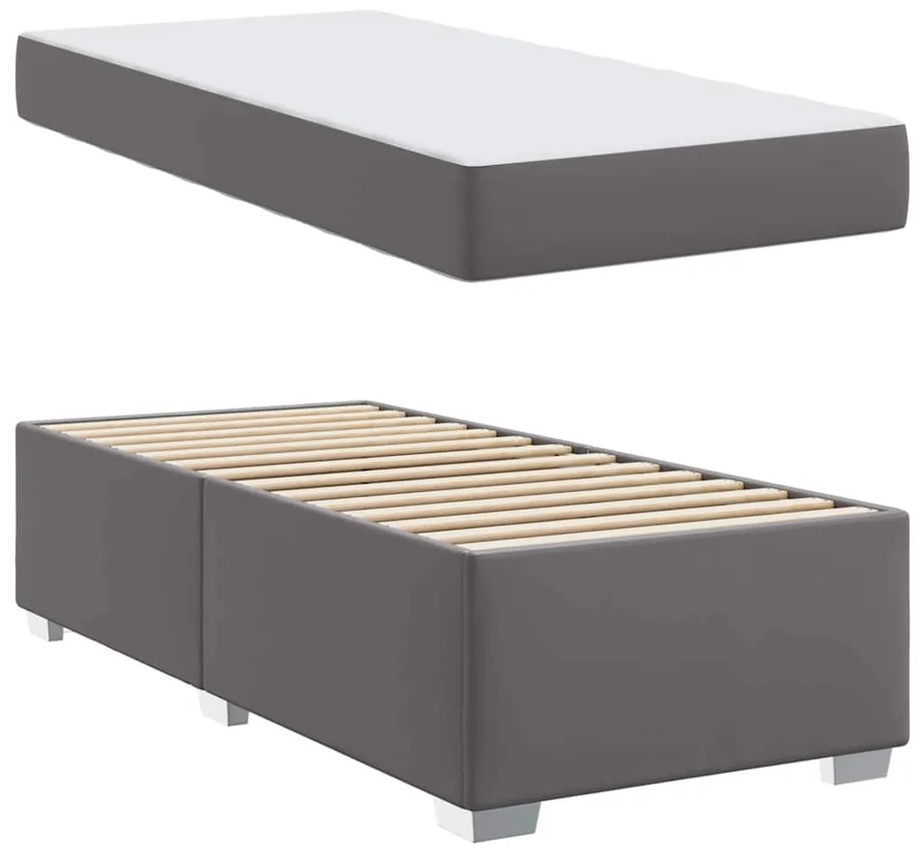 vidaXL Σκελετός Κρεβατιού Γκρι 90 x 190 cm Τεχνητό δέρμα