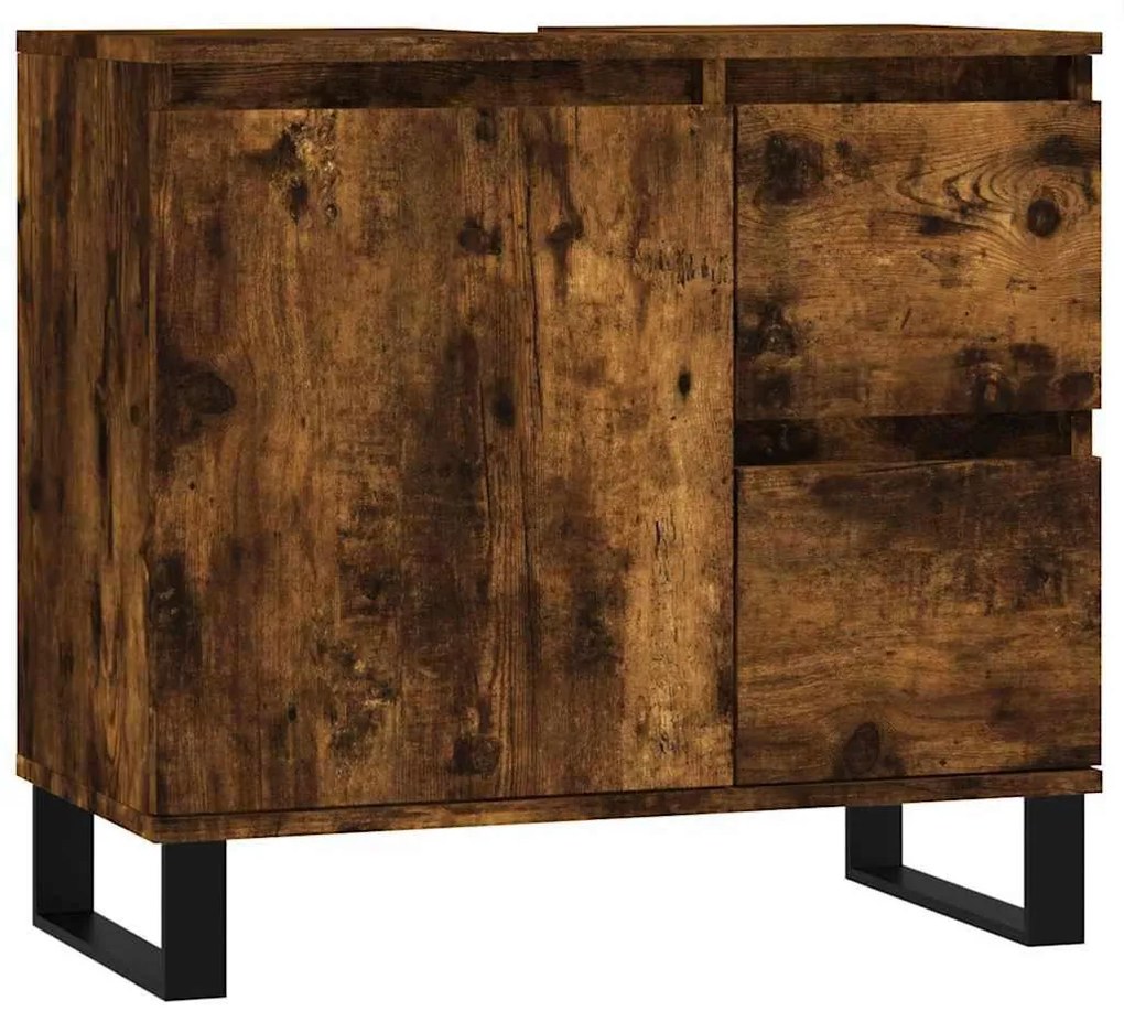 vidaXL Ντουλάπι Μπάνιου Καπνιστή Δρυς 65x33x60 εκ. Επεξεργασμένο Ξύλο