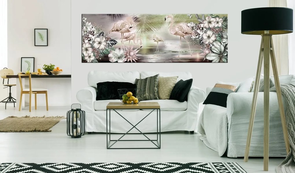 Πίνακας - Flamingoes and Flowers 135x45