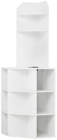 VEVOR 64&quot; Corner Storage Cabinet with Charging Station Adjustable Shelves White