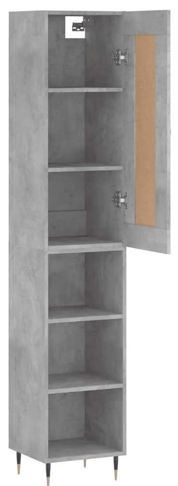 vidaXL Ντουλάπι Γκρι Σκυροδέματος 34,5x34x180 εκ. Επεξεργασμένο Ξύλο