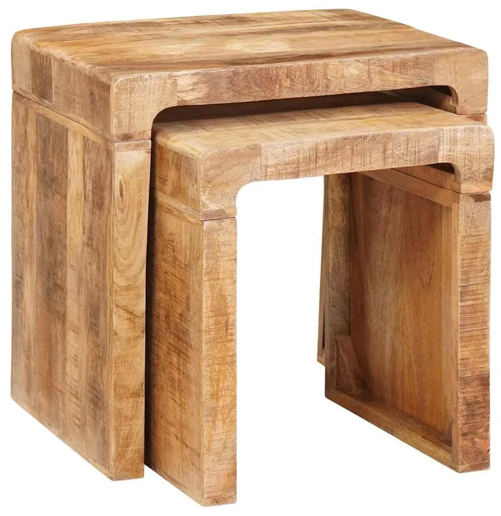 vidaXL Ένθετα τραπέζια 2 pcs Καφέ 46 x 40 x 46 εκ. Στερεό ξύλο μάνγκο