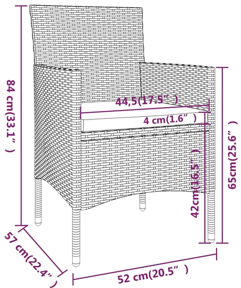 vidaXL Σετ Τραπεζαρίας Κήπου 3 Τεμαχίων Καφέ από Συνθετικό Ρατάν