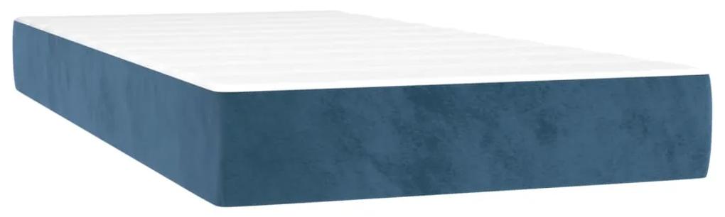 vidaXL Κρεβάτι Boxspring με Στρώμα & LED Σκ. Μπλε 90x190 εκ. Βελούδινο