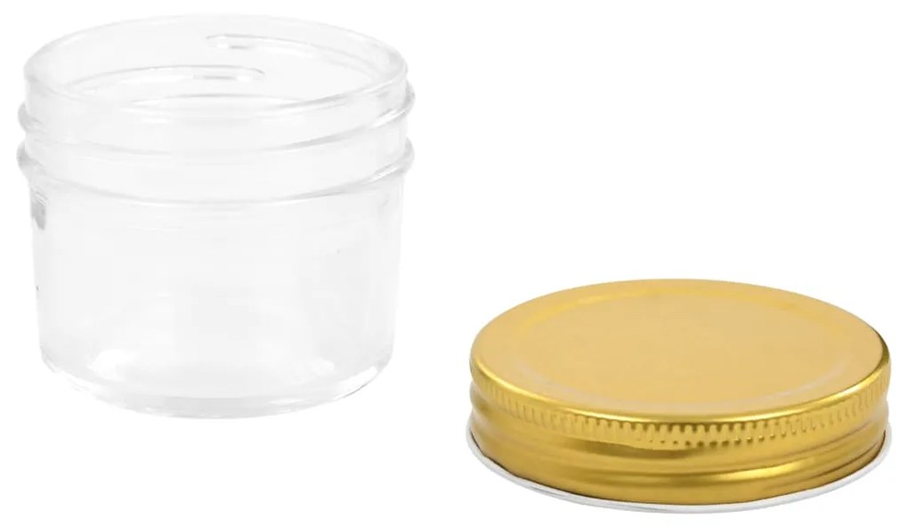 vidaXL Βάζα Μαρμελάδας 48 τεμ. 110 ml Γυάλινα με Χρυσά Καπάκια