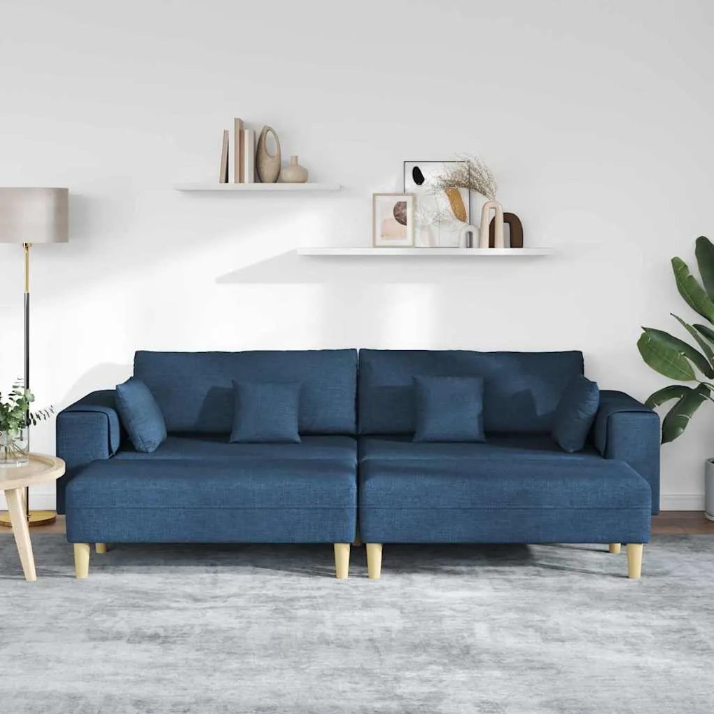 vidaXL Υφασμάτινος καναπές με μαξιλάρι 3 pcs Μπλε 208 εκ. ύφασμα