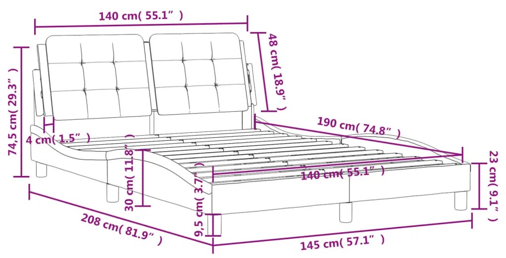 ΠΛΑΙΣΙΟ ΚΡΕΒΑΤΙΟΥ ΜΕ ΚΕΦΑΛΑΡΙ ΓΚΡΙ 140X190ΕΚ. ΣΥΝΘΕΤΙΚΟ ΔΕΡΜΑ 3208180