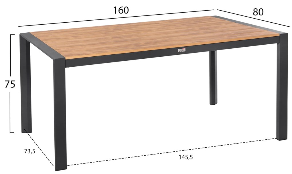ΤΡΑΠΕΖΙ ΕΞΩΤ.ΧΩΡΟΥ GOYA HM6059.03 ΑΛΟΥΜΙΝΙΟ ΑΝΘΡΑΚΙ POLYWOOD 160X80Χ75Υεκ. - HM6059.03