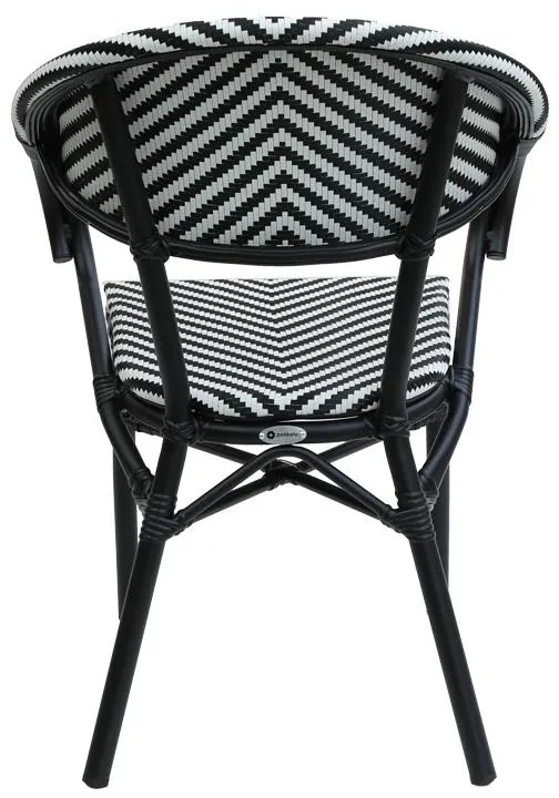 Καρέκλα - Πολυθρόνα Isaia στοιβαζόμενη μαύρο αλουμίνιο-ασπρόμαυρο textilene 57x57x83 εκ. 57x57x83 εκ.