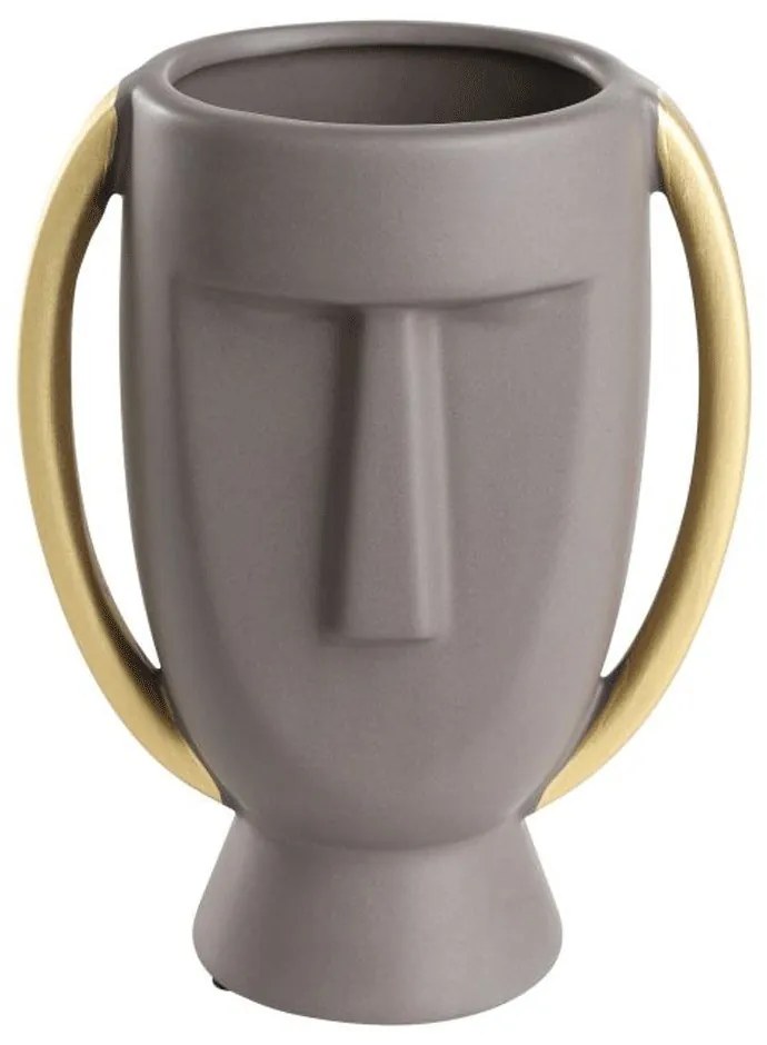Βάζο Κεραμικό Πρόσωπο Radisson 421003 16,5x10,5x21cm Grey-Gold Eglo Κεραμικό