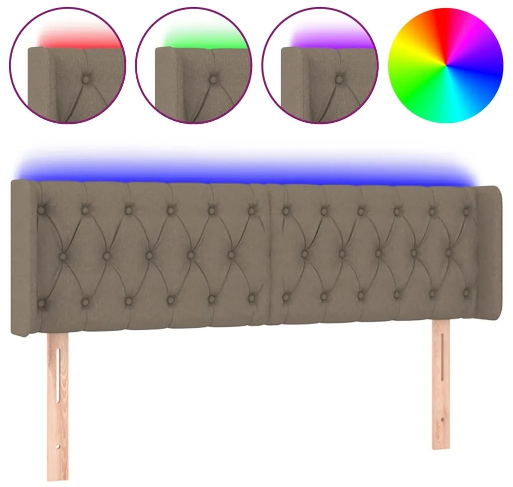 vidaXL Κεφαλάρι Κρεβατιού LED Taupe 147x16x78/88 εκ. Υφασμάτινο