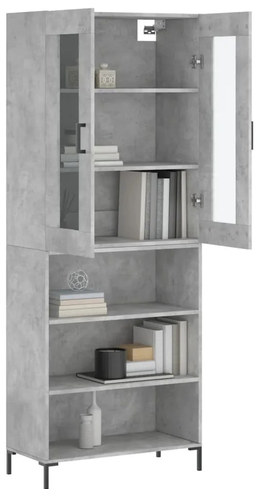 vidaXL Ντουλάπι Γκρι Σκυροδέματος 69,5x34x180 εκ. Επεξεργασμένο Ξύλο