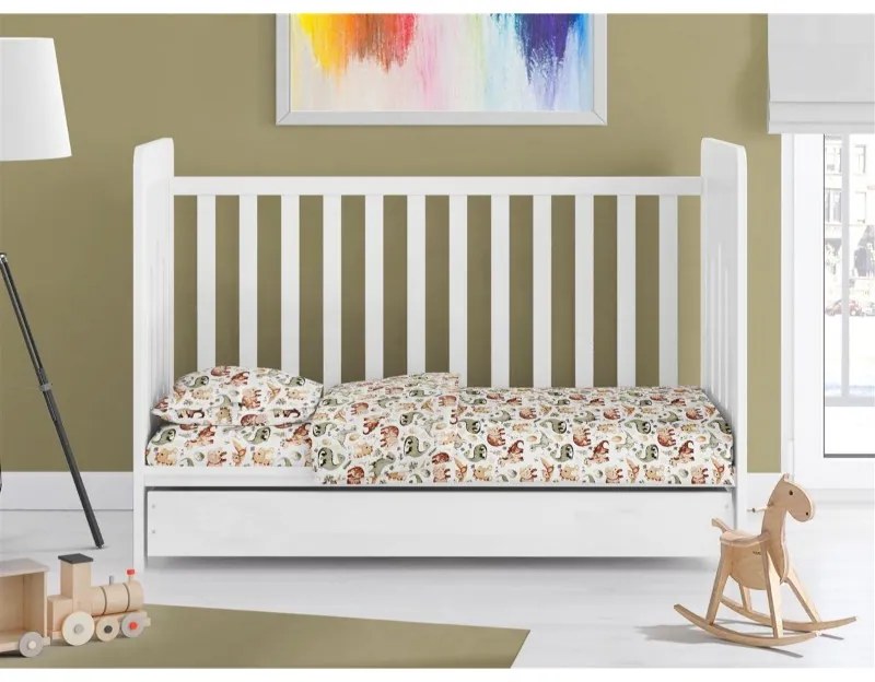 Σεντόνι Λίκνου Bebe Dinosaur 515 Beige 80x110 - Dimcol