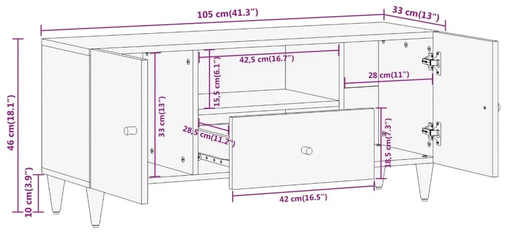 ΈΠΙΠΛΟ ΤΗΛΕΟΡΑΣΗΣ 105 X 33 X 46 ΕΚ. ΑΠΟ ΜΑΣΙΦ ΞΥΛΟ ΜΑΝΓΚΟ 358262