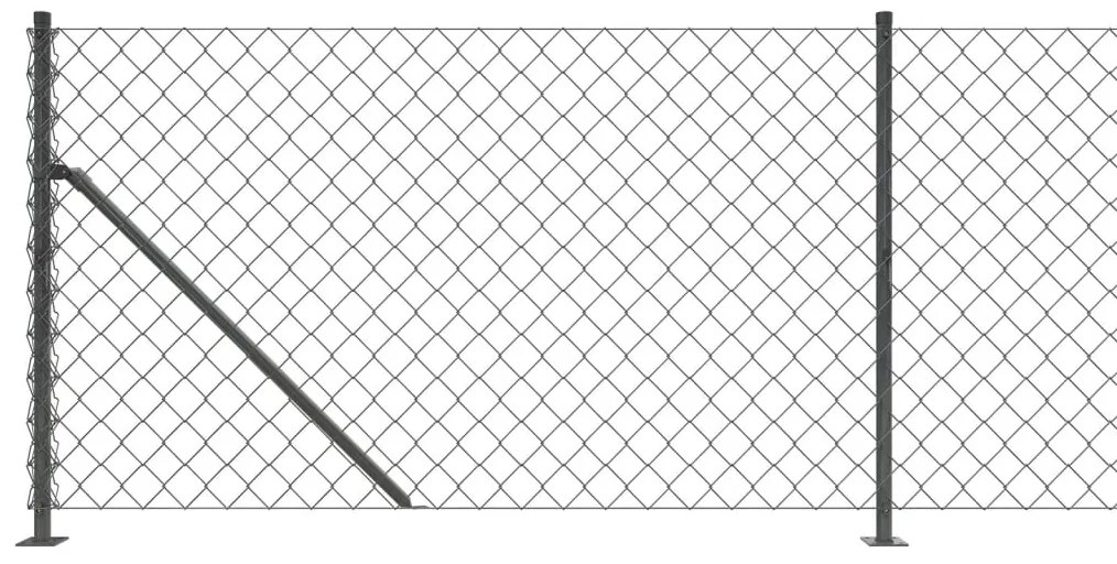 vidaXL Συρματόπλεγμα Περίφραξης Ανθρακί 1 x 10 μ. με Βάσεις Φλάντζα