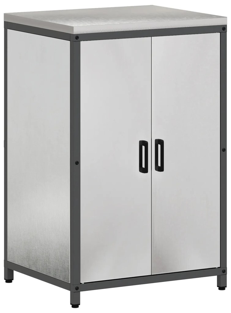 vidaXL Σετ Αποθήκευσης Κουζίνας με ράφι 2 pcs Ασημί 150 x 50 x 92 εκ.