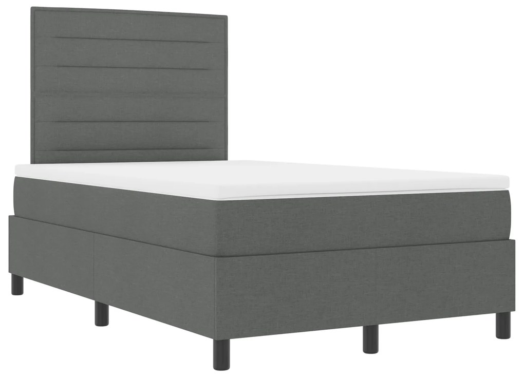 vidaXL Κρεβάτι Box Spring Με Στρώμα Σκούρο Γκρι 120x200 εκ Ύφασμα