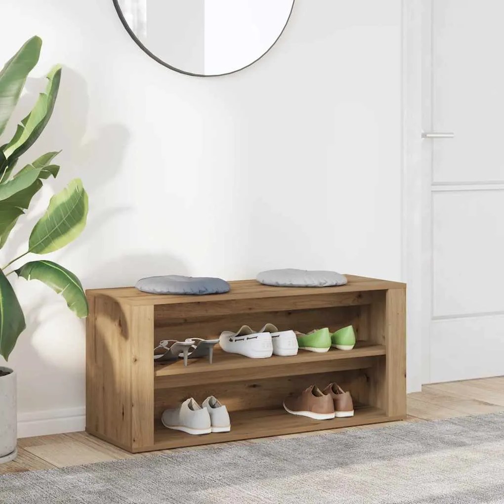 vidaXL Πάγκος Παπουτσιών Artisan Δρυς 100x35x45 εκ. Επεξεργασμένο Ξύλο