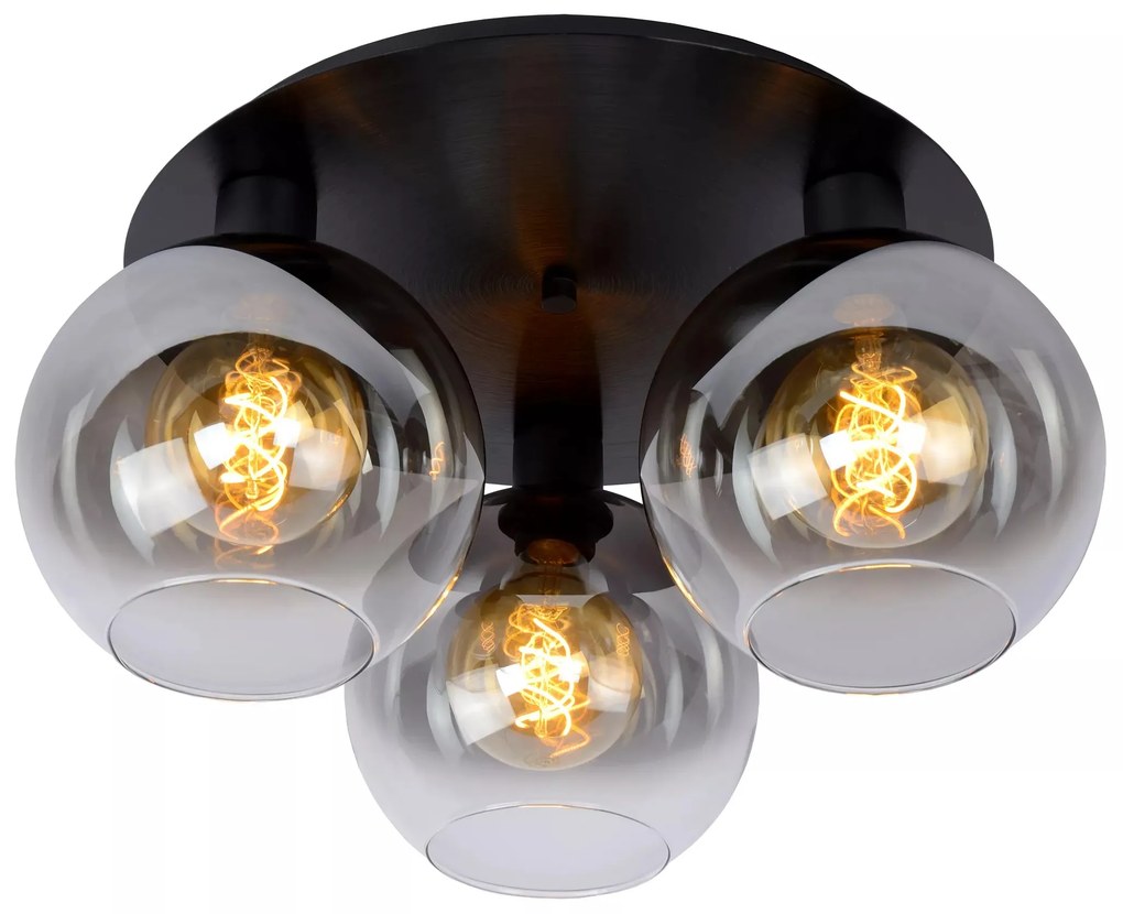 Φωτιστικό Οροφής Lucide 74114-03-30 MARIUS Μαύρο Ματ (Black Mat)|Φυμέ (Smoke)