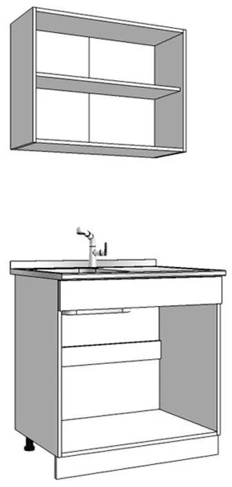 Έτοιμη Σύνθεση Κουζίνα Dalila 80S Γκρί Δρύς - Γκρί 80x51,5x206,5 εκ. 80x51.5x206.5 εκ.